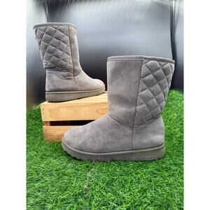 White Mountain- Grey - Quilted/Suede Mid Calf Boots- Size 7W